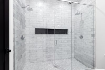 Open Concept Shower with Natural Stone